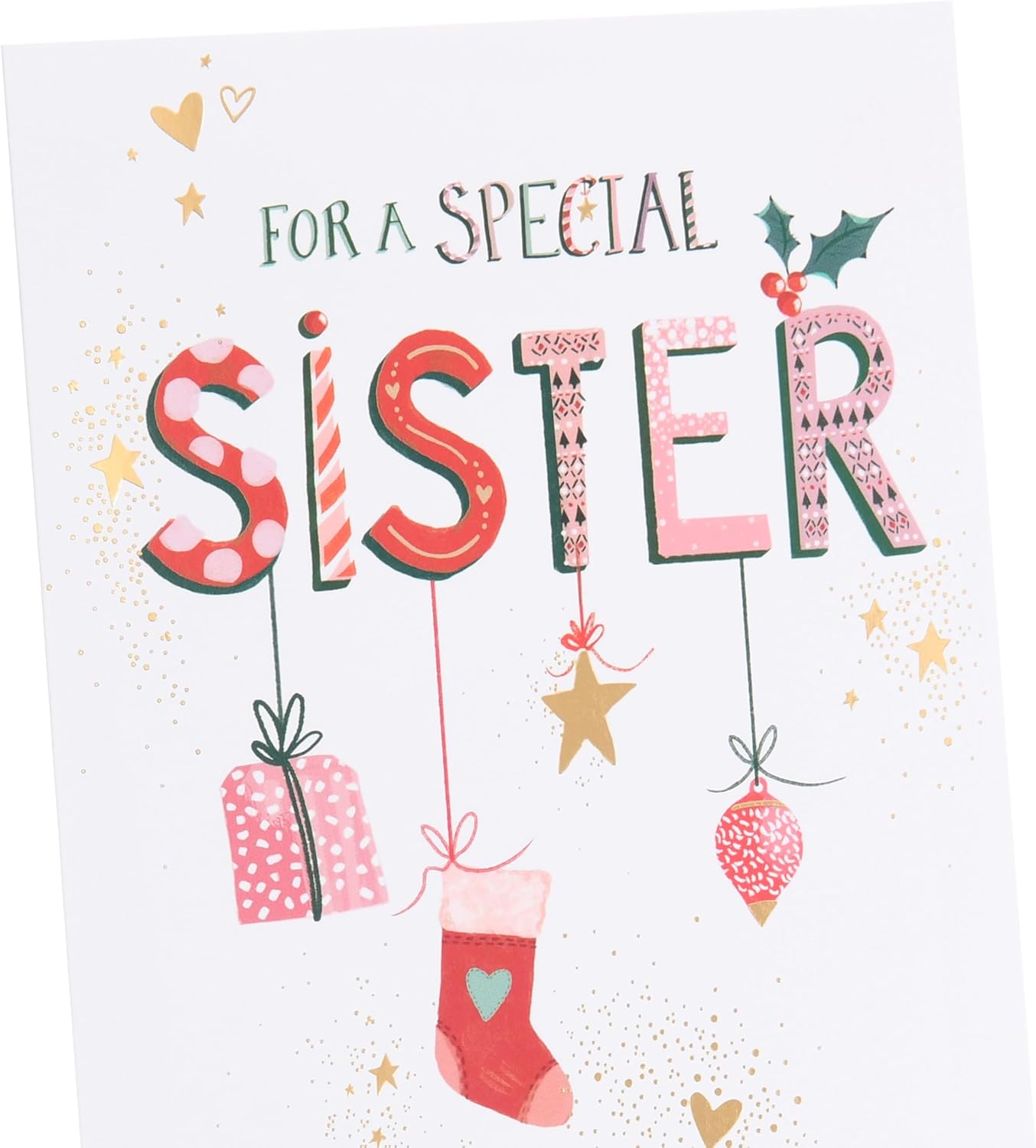 Hanging Baubles Sister Christmas Card