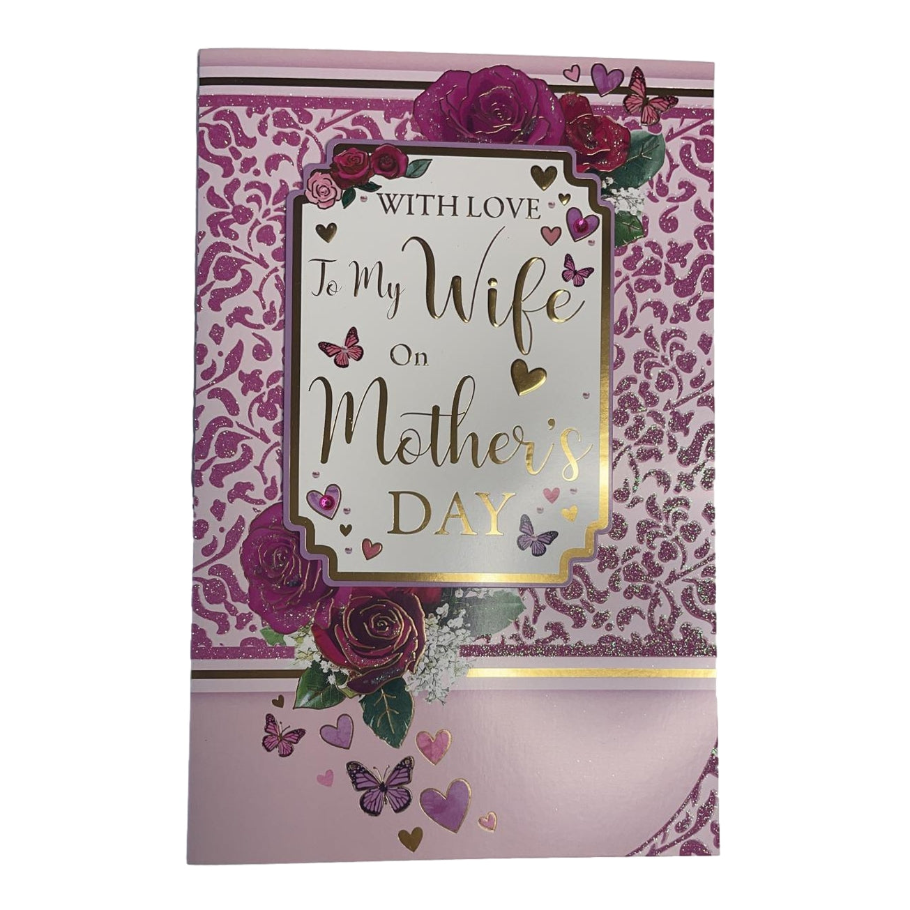 To My Wife Roses and Butterflies Design Mother's Day Card