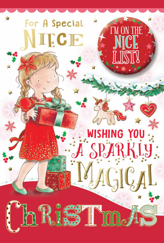For a Special Niece Sparkly Magical Christmas Card