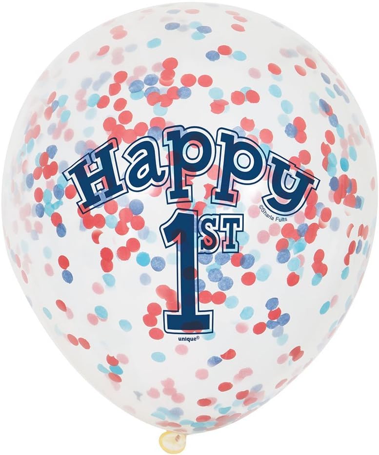 Pack of 6 Little Sailor Nautical First Birthday Clear Latex Balloons with Confetti 12"