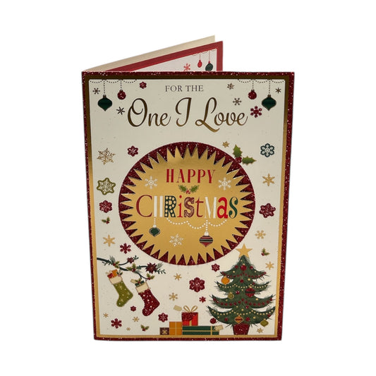 For The One I Love Gold Frame Design Christmas Card