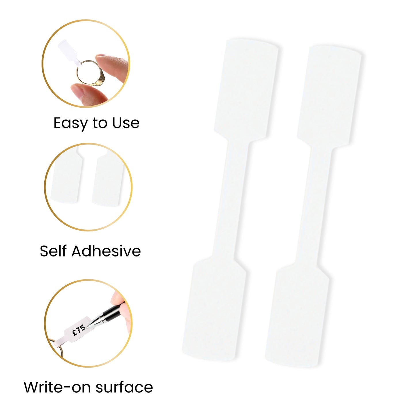 Pack of 90 White Jewellery Labels 10x60mm