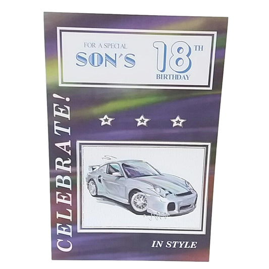 For A Special Son's 18th Birthday Sport Car Design Greeting Card
