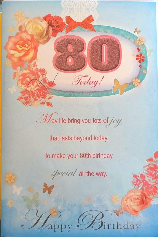 Age 80 Birthday Female Lovely Verse Greeting Card
