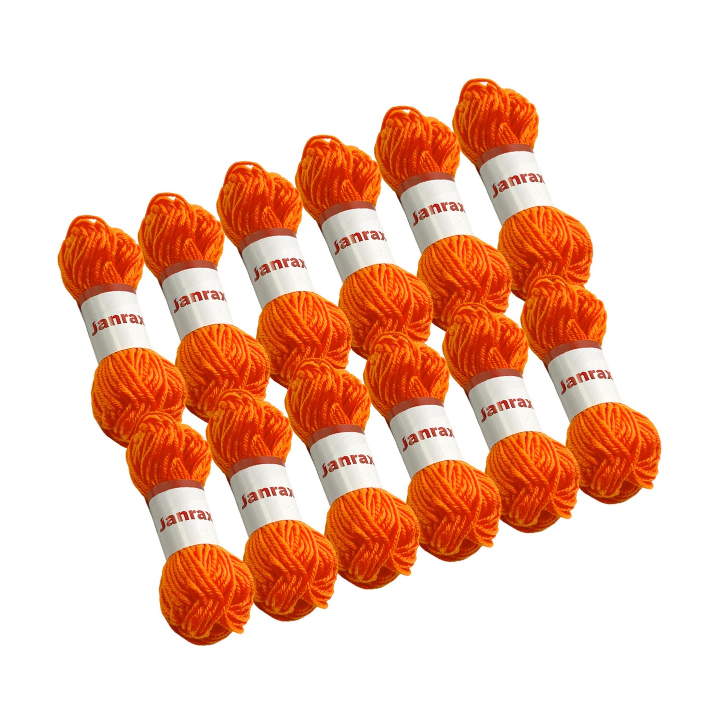 Pack of 5 Orange Acrylic Yarn Rolls – 10g each, 4 Strand 8 Ply Knitting Wool
