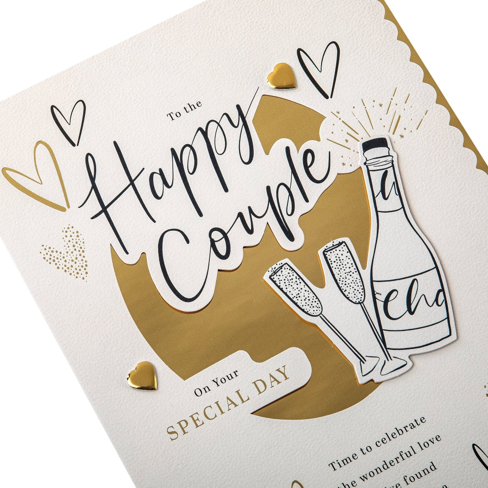 Champagne Design For Happy Couple with Heartfelt Verse Wedding Congratulations Card