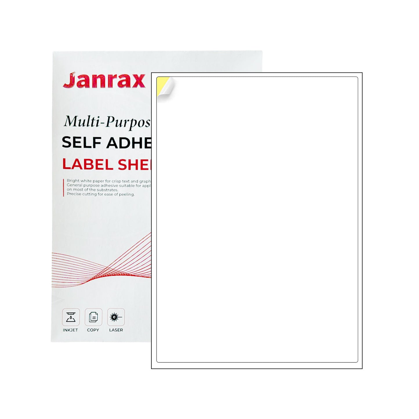 Pack of 100 White 200x289mm Self Adhesive Labels (1 Label per A4 Sheet)