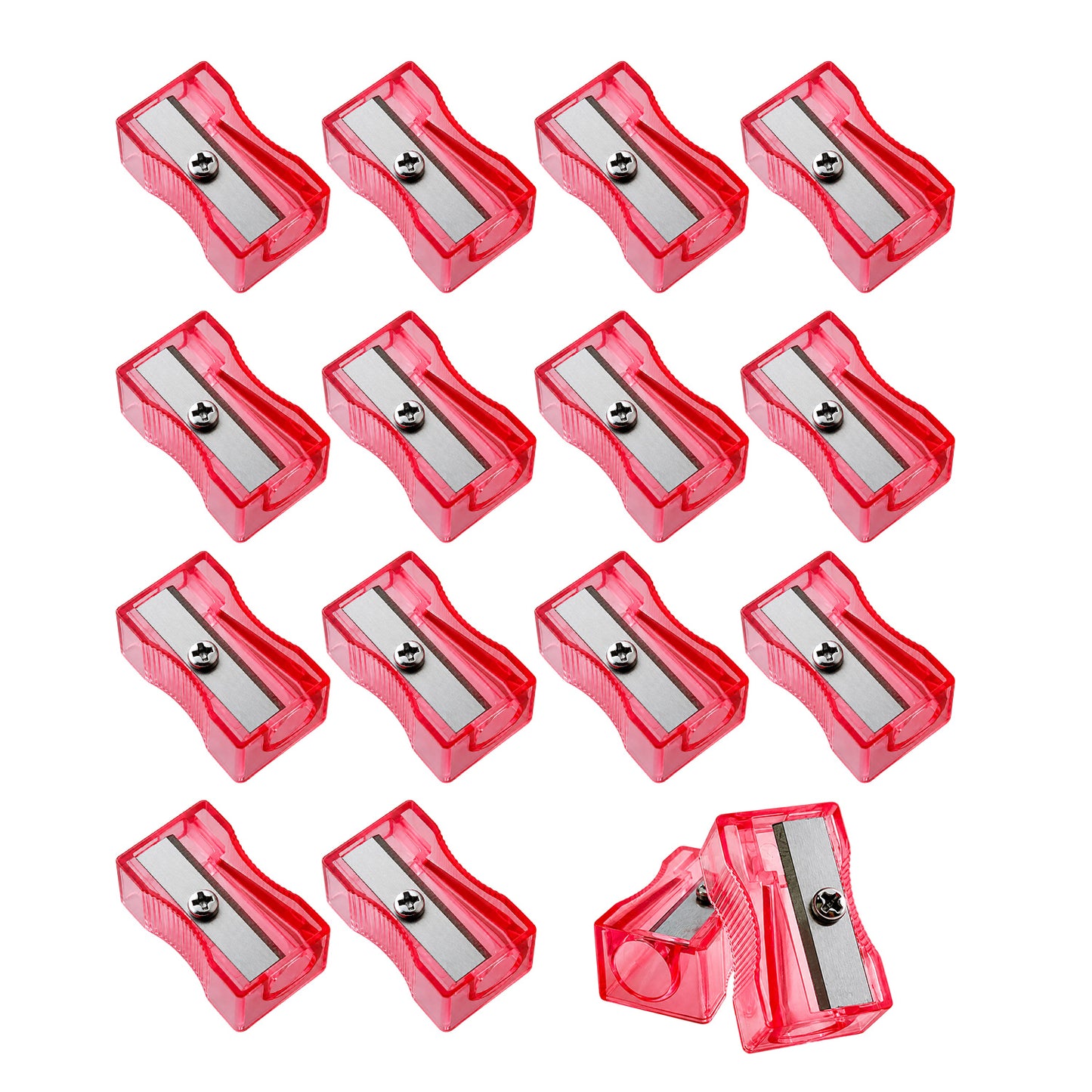 Pack of 100 Red Translucent Pencil Sharpeners