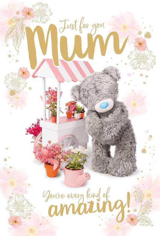 Bear With Flower Stand Photo Finish Amazin Mum Mother's Day Card