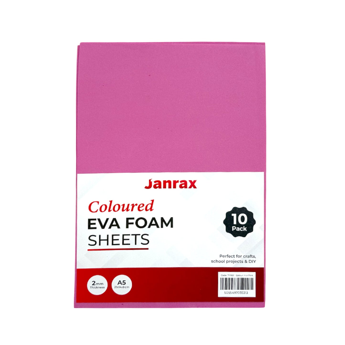 Pack of 50 A5 Hot Pink Coloured EVA Foam Sheets