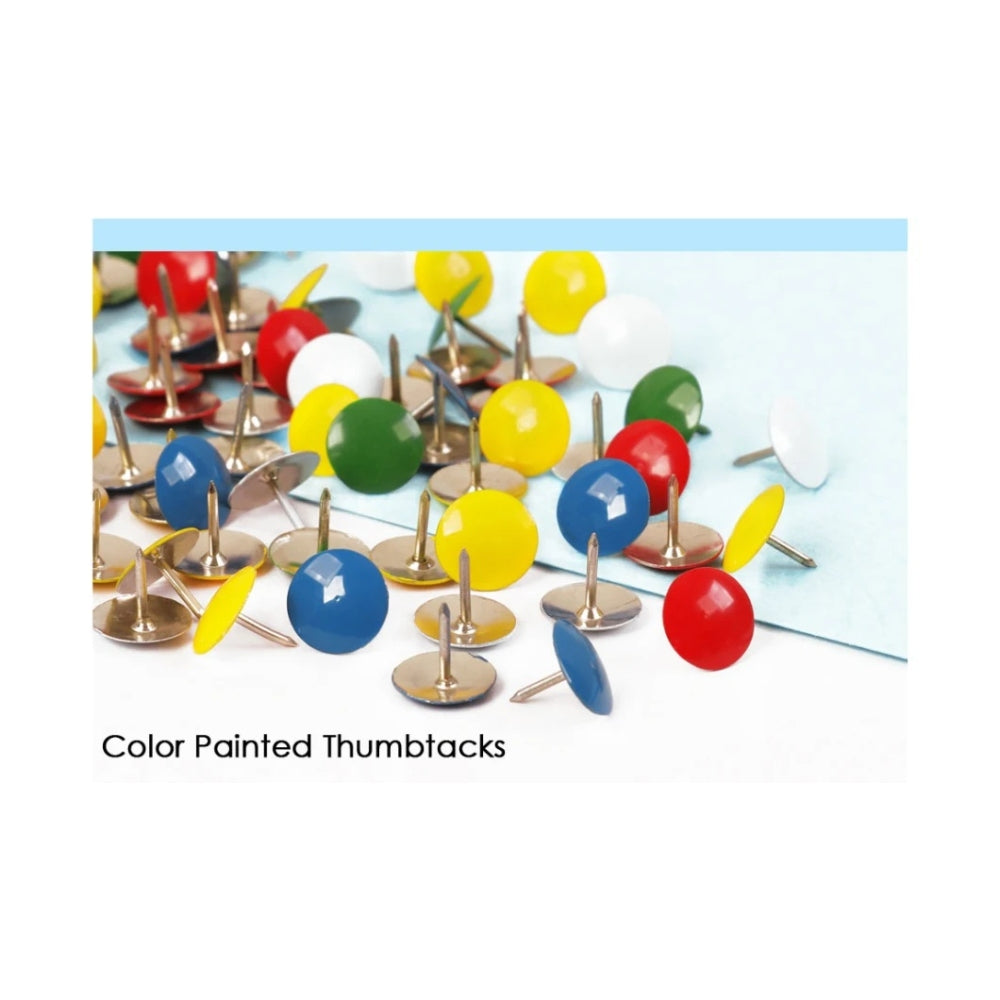Pack of 100 Assorted Colour Thumb Tacks - Push Pins 11mm