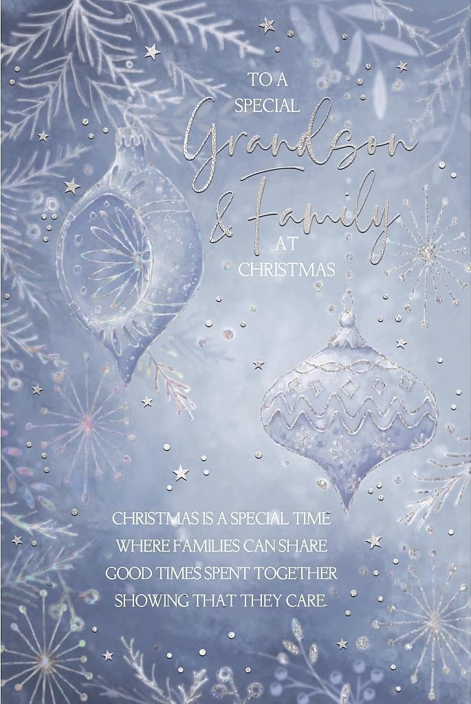 Baubles Design Grandson & Family Christmas Card