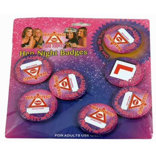 Pack of 6 Hen Night Party Badges