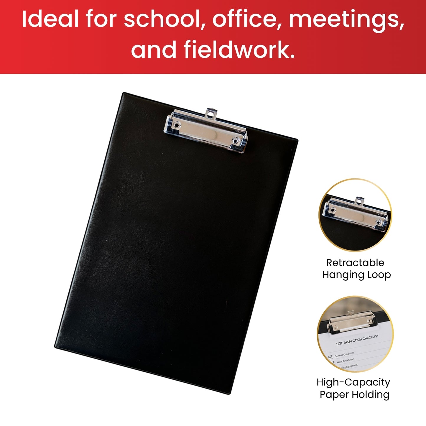 Pack of 12 Janrax A4 Red PVC Single Clipboards