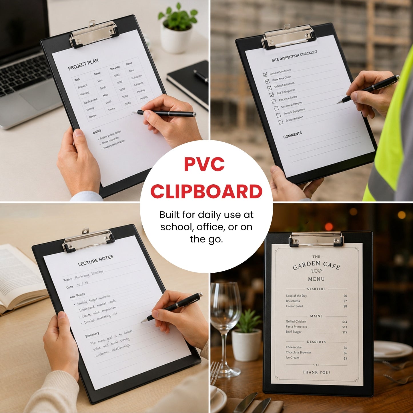 Pack of 12 Janrax A4 Red PVC Single Clipboards