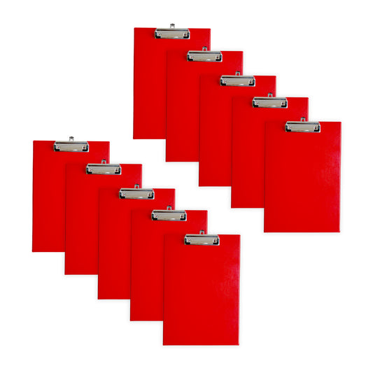 Pack of 12 Janrax A4 Red PVC Single Clipboards