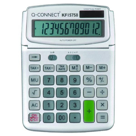 Q-Connect Large Table Top 12 Digit Grey Calculator 