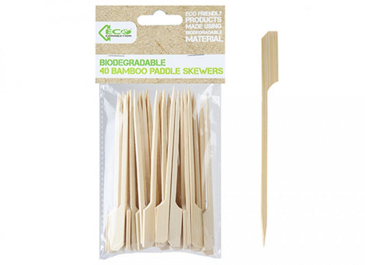 Pack of 40 Eco Connection Bamboo Paddle Skewers