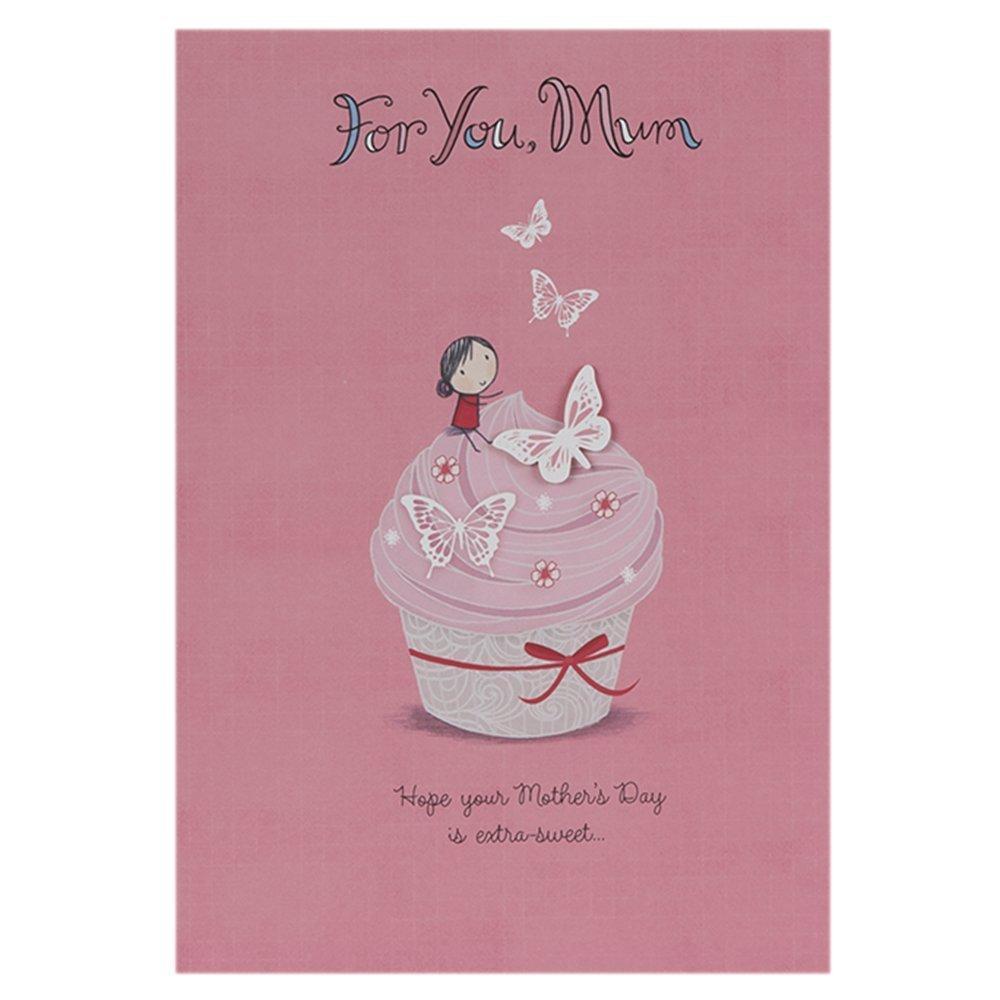 For Mum Cute Cupcake Ribbon Finished Design Mother's Day Card 