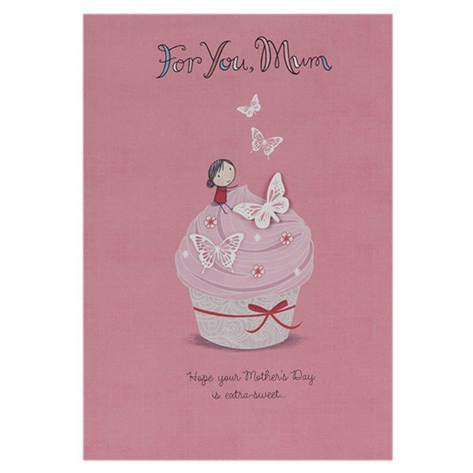 For Mum Cute Cupcake Ribbon Finished Design Mother's Day Card 