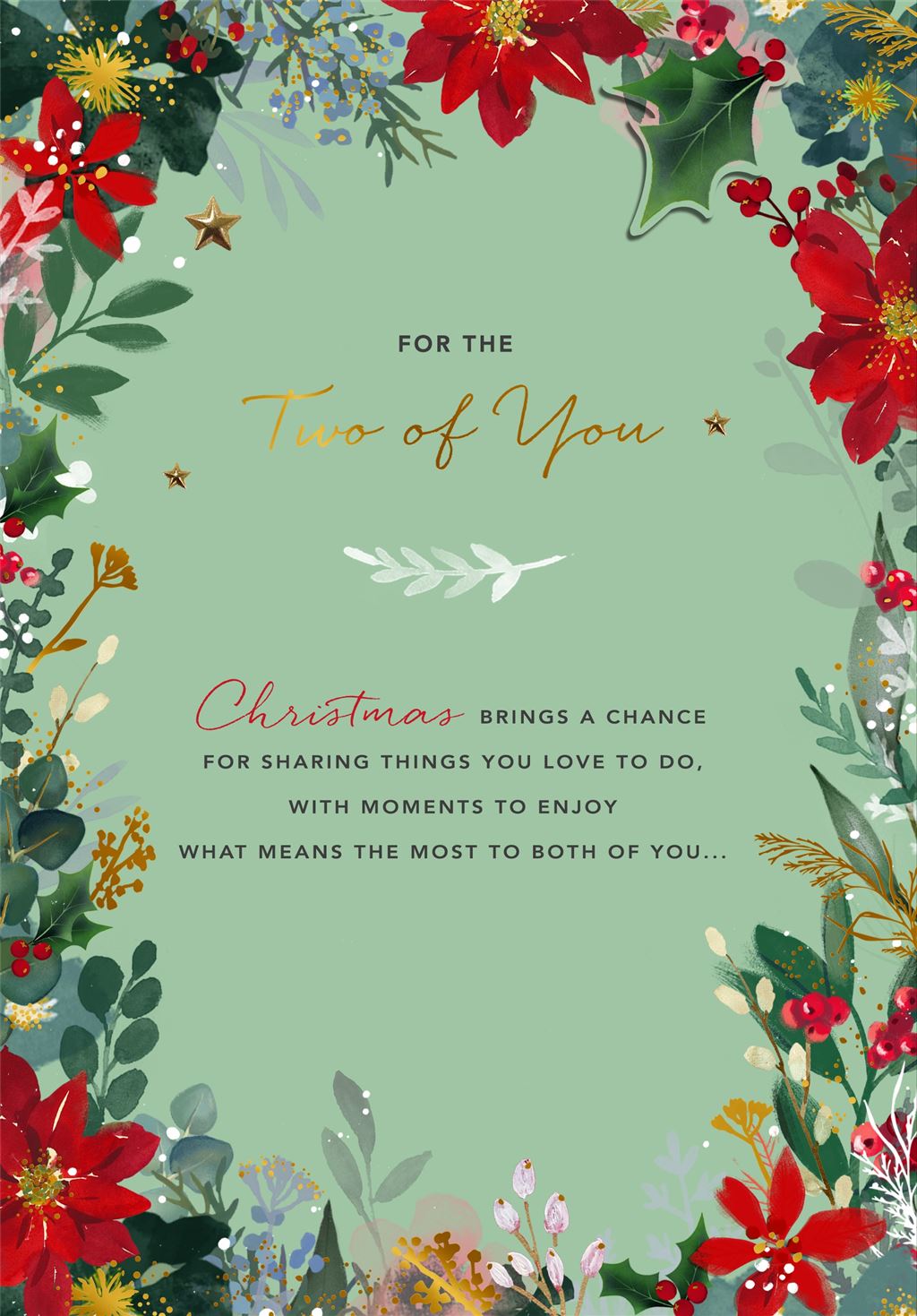 Floral Design with Poinsettias For the Two Of You Christmas Card
