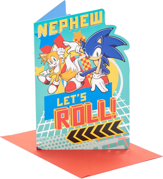 Sonic the Hedgehog  Let's Roll Design Nephew Birthday Card