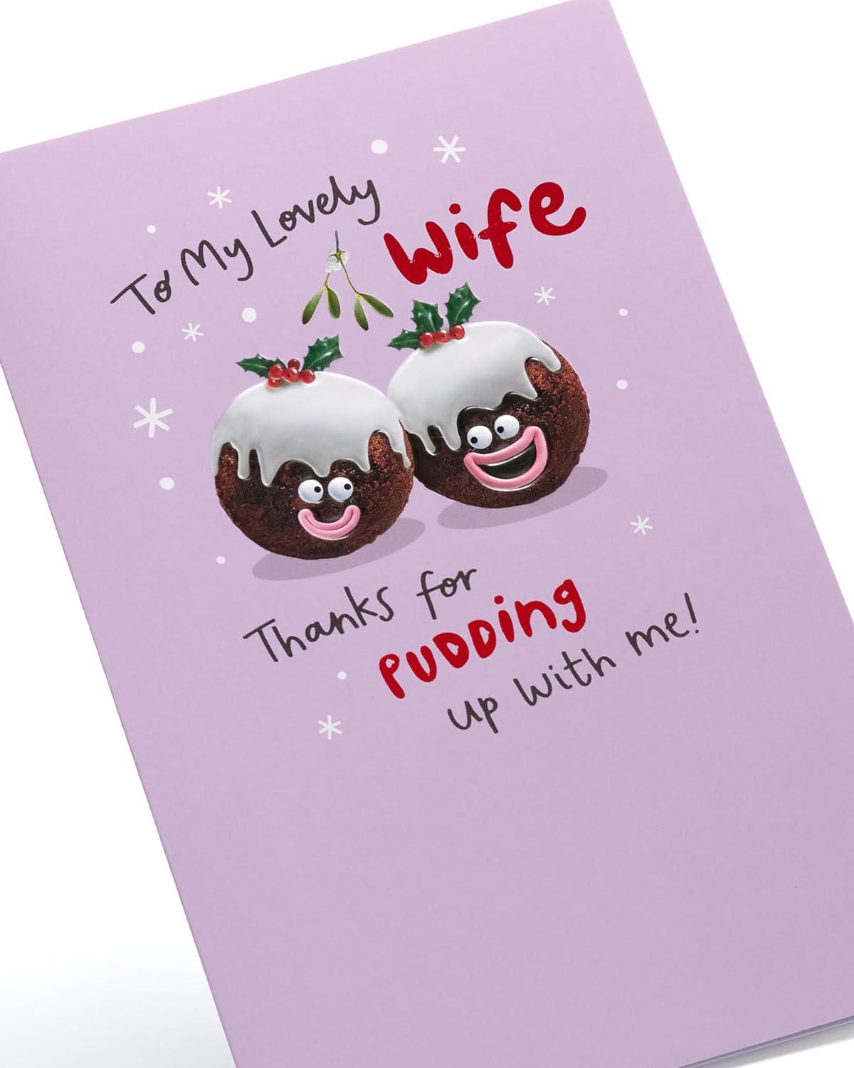 Wife Christmas Card Fun Puddings Design 