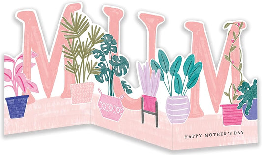 Plants Design Luxury Handmade Fold Out Three Panel Mother's Day Card