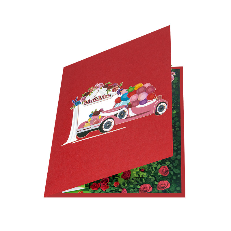 MR & MRS Rose Wedding Wishes Pop Up Greeting Card Hidden Gift Card Slot