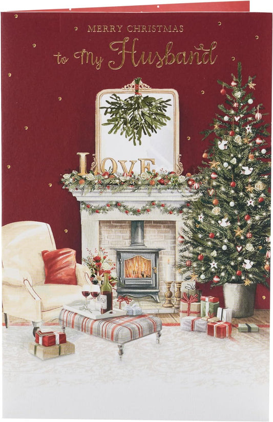 Husband Christmas Card Cosy Festive Scene Design 