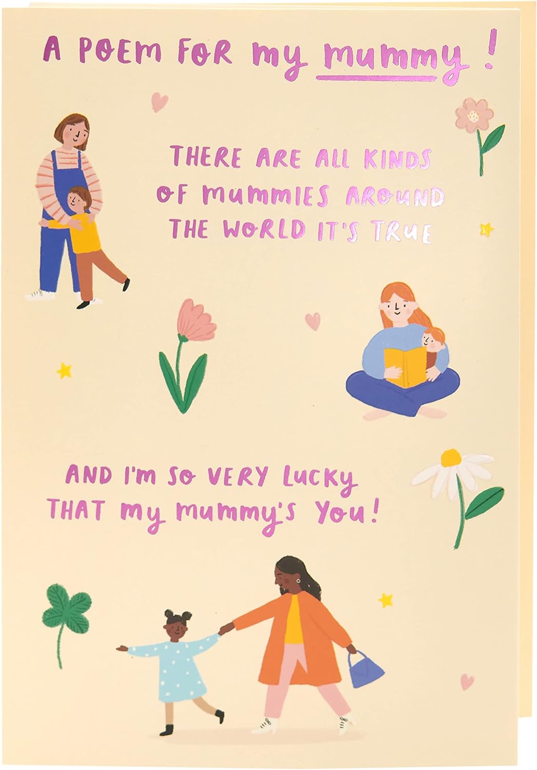A Special Poem For Sweet Mummy Metallic Pink Foiled Mother's Day Card