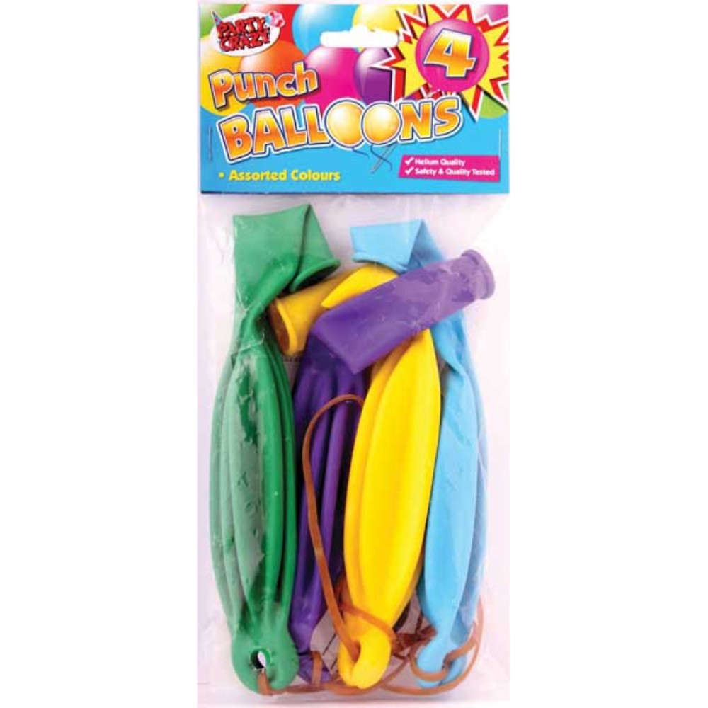 Pack of 4 Assorted Colour Punch Balloons