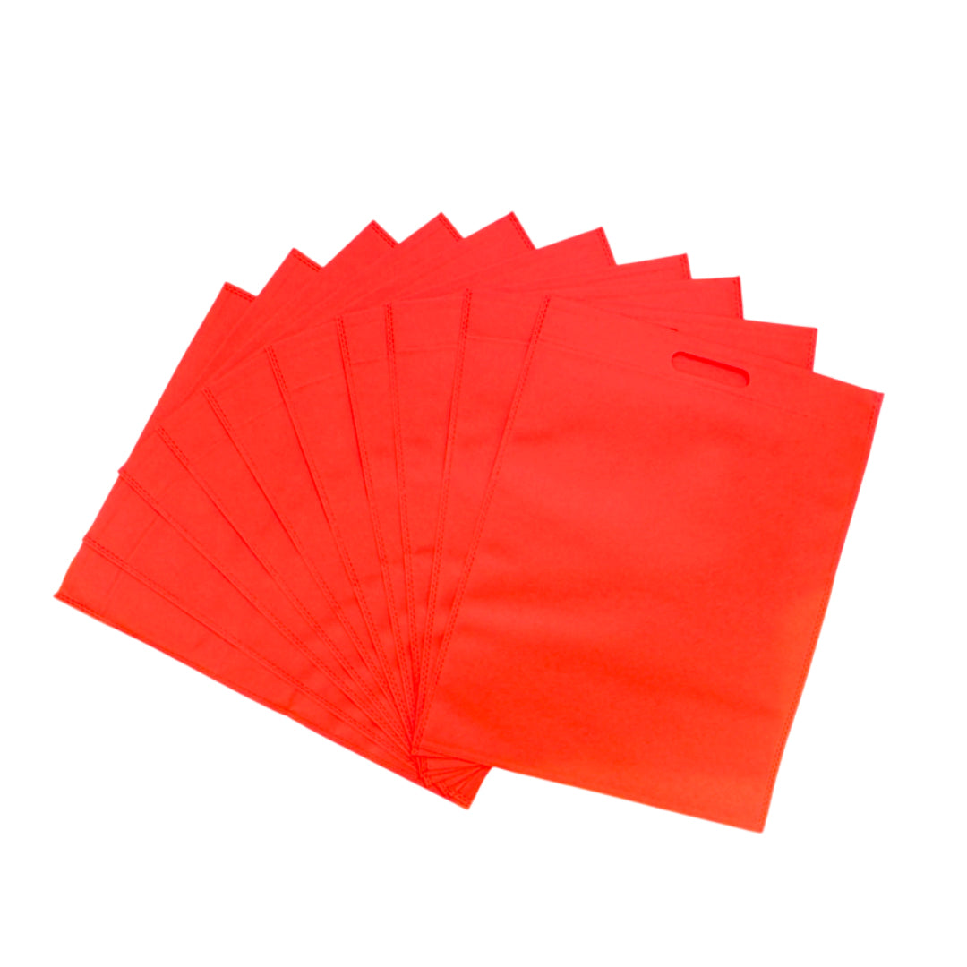 Pack of 100 Red Coloured 40x30cm Non-Woven Patch Handle Bags
