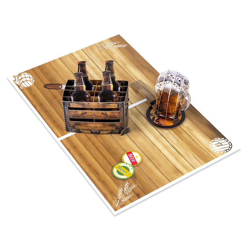 Raise a Toast Cheers to You 3D Beer Pop Up Celebration Card