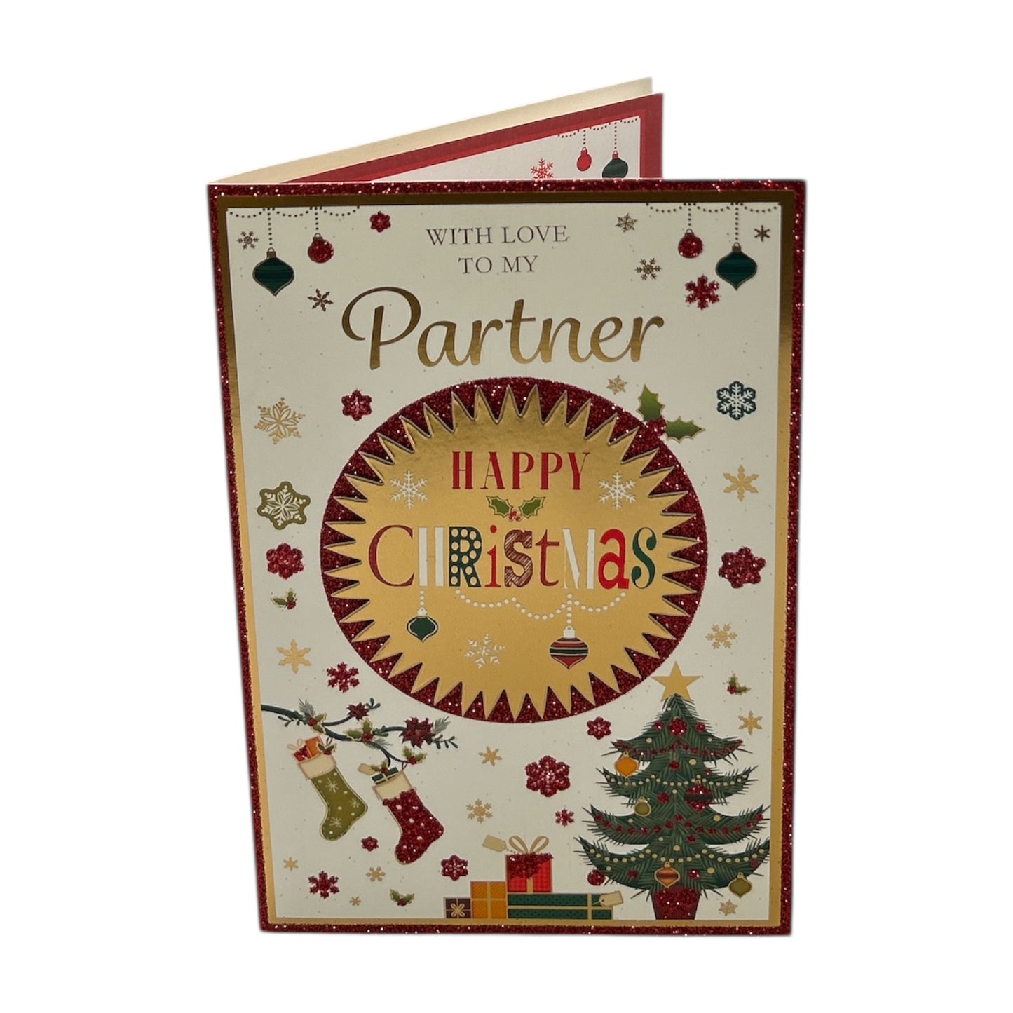 With Love To My Partner Gold Frame Design Christmas Card