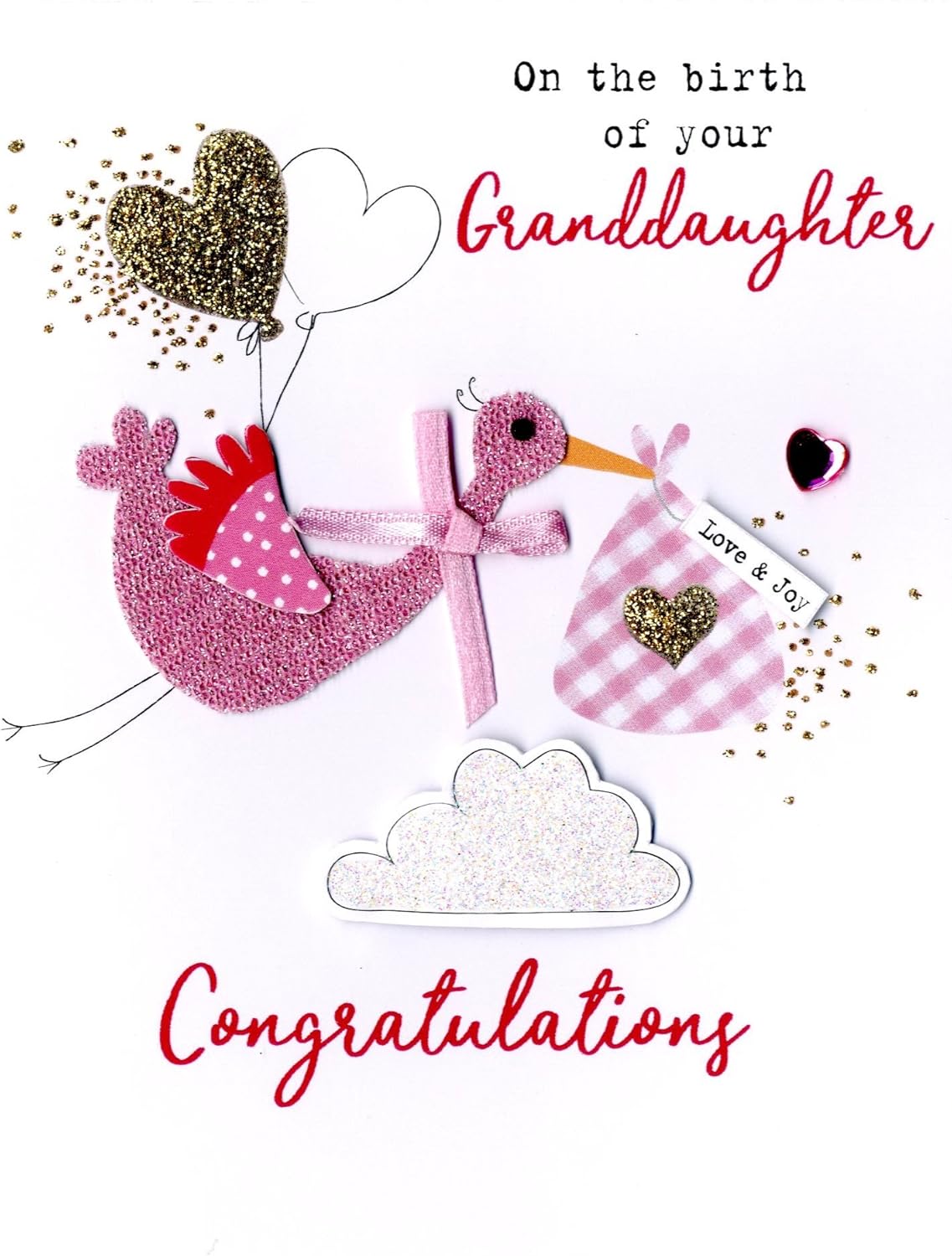 Pink Stork Birth Of Granddaughter Congratulations Card