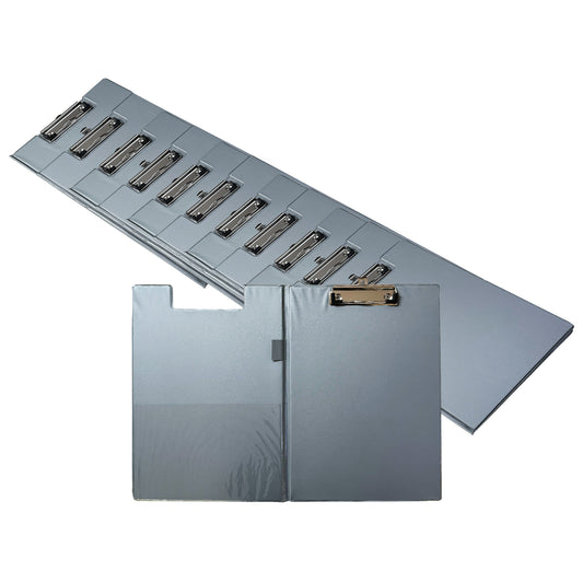 Pack of 12 A4 Grey Foldover Clipboards