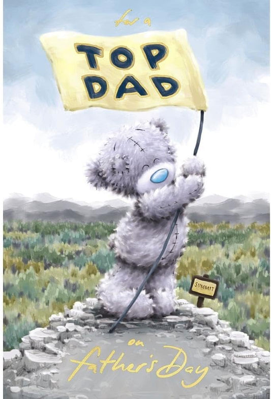 Bear With Flag 'Top Dad' Softly Drawn Father's Day Card