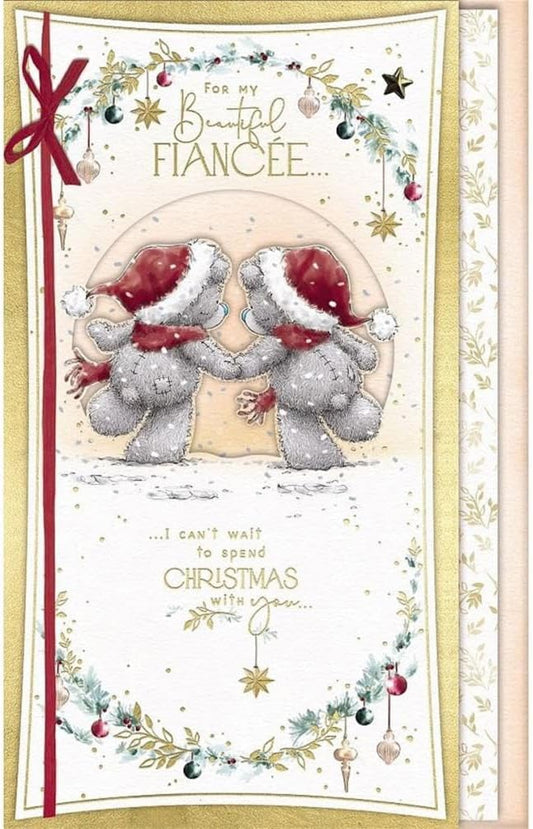 Bears Holding Hands Beautiful Fiancée Handmade Christmas Card