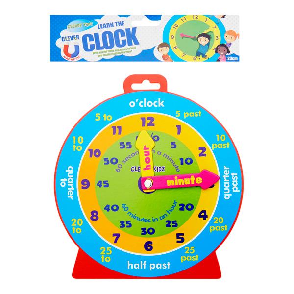 Educational Learning Time 23cm Magnetic Clever Clock by Clever Kidz ...