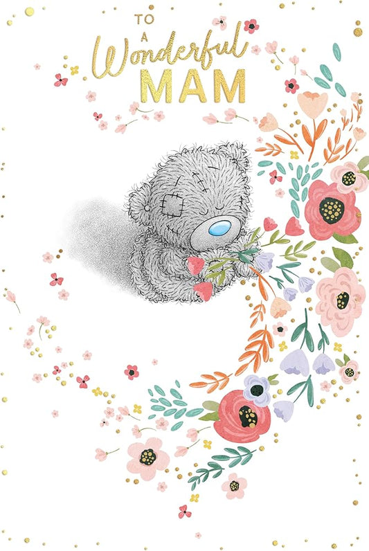 Bear Stood Holding Flowers Wonderful Mam Mother's Day Card