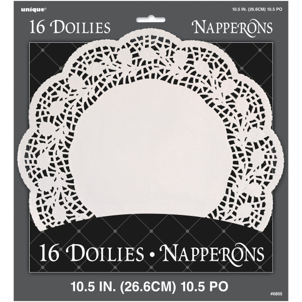 Pack of 16 White 10.5" Doilies