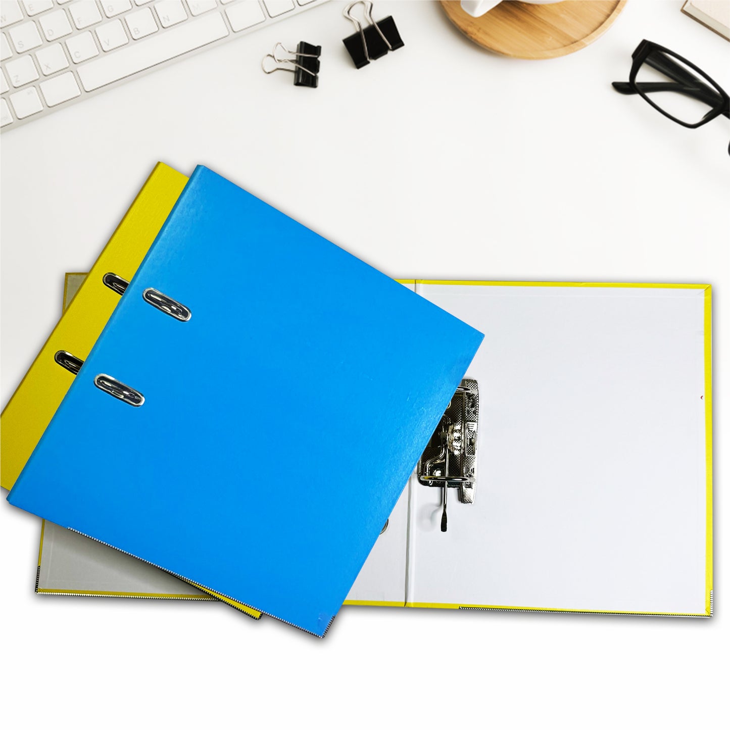 Pack of 3 A4 Light Blue Paperbacked Lever Arch Files by Janrax