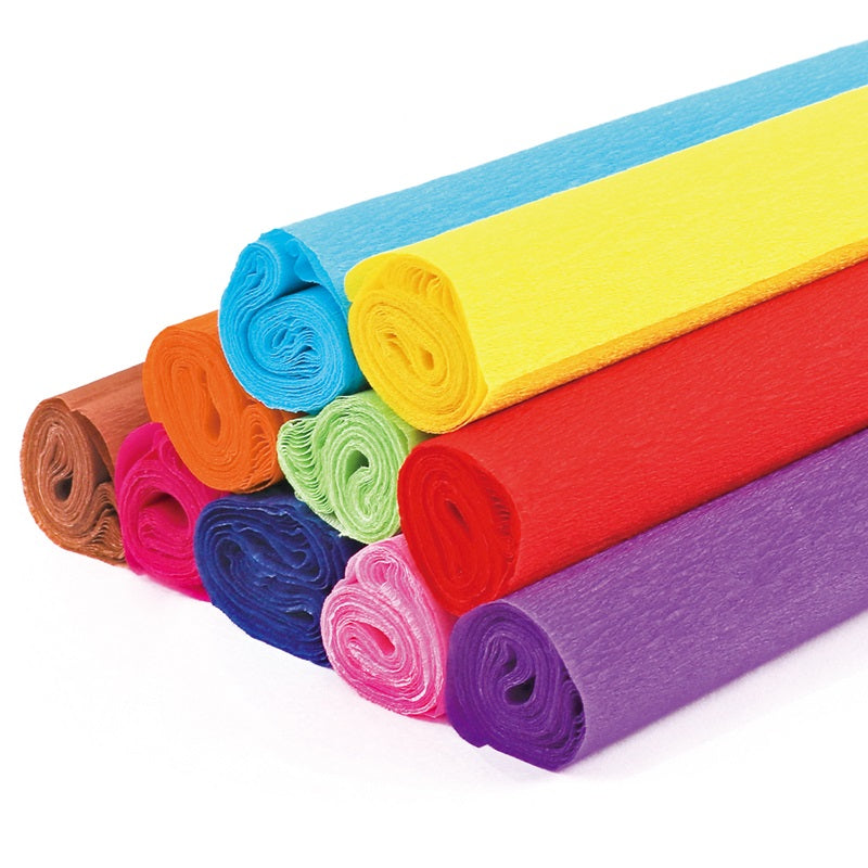 Pack of 10 Assorted Colour Mix Crepe Paper 50 x 200cm by Janrax