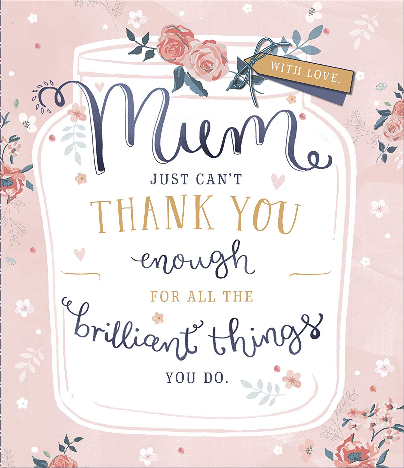 Thank You Mum Soft Pink Design Mother's Day Card