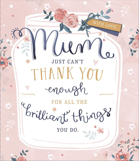 Thank You Mum Soft Pink Design Mother's Day Card