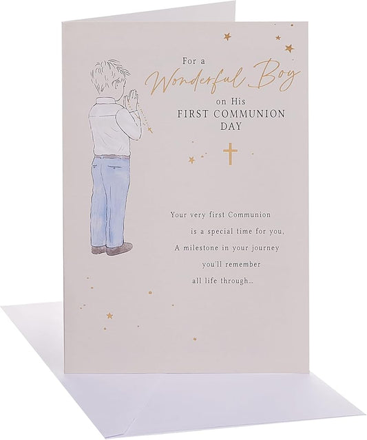 Boy Clothes Design Communion Congratulations Card