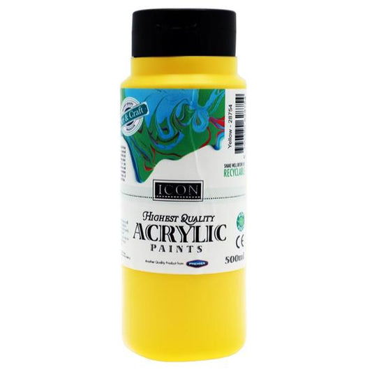 Yellow Acrylic Paint 500ml by Icon Art