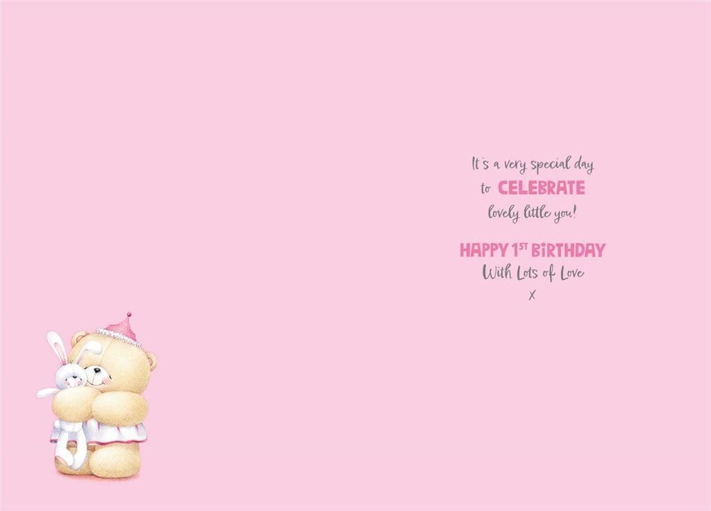 Teddy Design Amazing Girl 1st Birthday Card