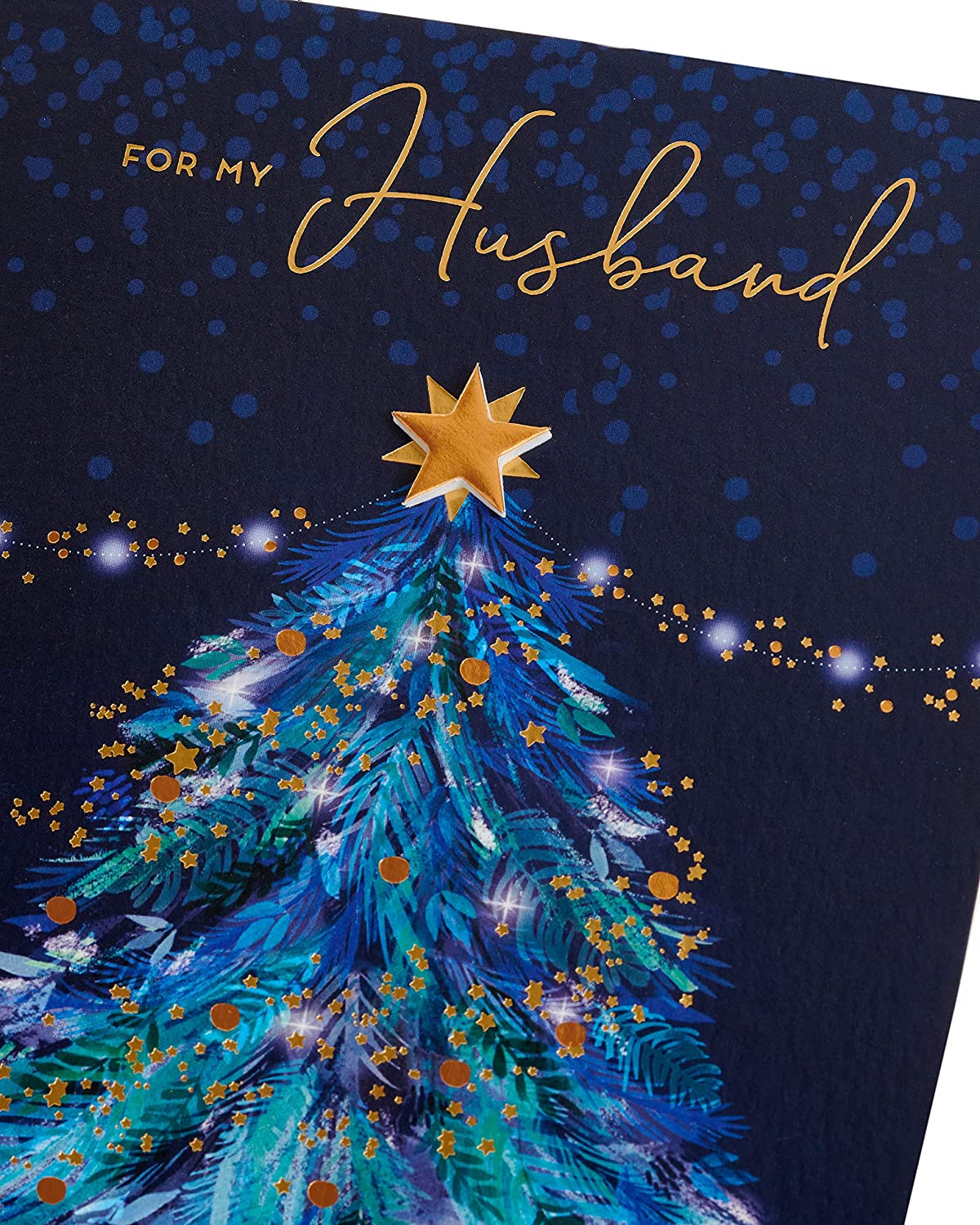 Beautiful Tree Finished with Exquisite Foil and Flitter Details Husband Christmas Card
